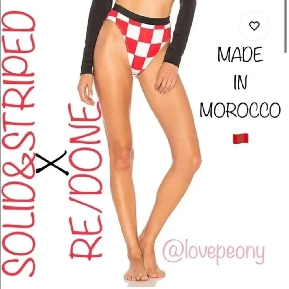 NWT RE/DONE SOLID&STRIPED The Malibu Bottom Red Checker Size L
